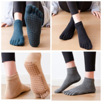 【Porabella】任選三雙 襪子 五指瑜珈襪 止滑中筒襪 普拉提襪 防滑襪 瑜珈襪 素色瑜珈襪 YOGA SOCKS