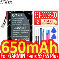 KiKiss 361-00096-00 650mAh Battery For GARMIN Fenix 5s Fenix 5s Plus 5sPlus Batteria + Free Tools