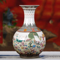 Vase Stand Set Jingdezhen Vase Chinese Style Pottery Vase Desk Decoration Ceramic Vase Pot Flower Arrangement Enamel Porcelain