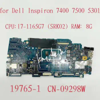 FOR DELL IInspiron 7400 Laptop Motherboard With I7-1165G7 SRK02 RAM:8G DDR4 CN-09298W 09298W 9298W 19765-1 100% Working OK