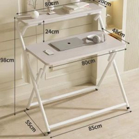 全城熱賣 - 書桌可折疊電腦桌學生家用小戶型床邊桌學校宿舍小桌子簡易學習桌白木紋-80cm升級雙層圓管