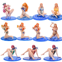 12-17CM One Piece Figure Anime Sitting Sexy Boa Hancock Kalifa Reiju Nami Bonney Action PVC Model Girls Doll Collection Toys