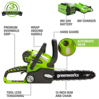 Greenworks 40V 12" Cordless Chainsaw with 2.0 Ah Battery &amp; Charger, 20262