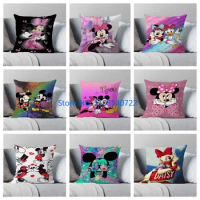 Anime New Mickey Minnie Mouse Pillowcases Soft Cartoon Boys Girls Cushion Cover 45x45cm Bed Sofa Pillow Cover Shams Kids Gift