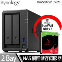 Synology群暉科技 DS723+ NAS 搭 Seagate IronWolf 8TB NAS專用硬碟 x 2
