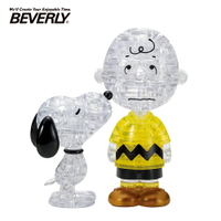 【日本正版】BEVERLY 史努比與查理布朗 立體水晶拼圖 77片 3D拼圖 水晶拼圖 公仔 模型 Snoopy - 488583