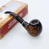 2024 New Vintage Carved Smoke Pipe Bend Filter Pipe Resin Washable Men's Gift