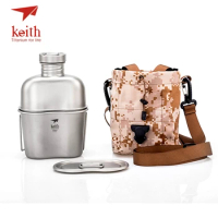 Keith Titanium Sports Kettle And Titanium Lunch Box Camping Army Water Bottles Water Cooker Ultralight Ti3060