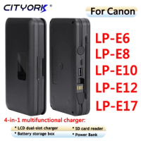 CITYORK LP E6 LP E8 LP E10 LP E12 LP E17 New 3IN1 Storage box Camera Battery Charger for Canon LP-E6