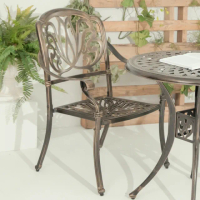 【YU Living 信歐傢居】北歐風鋁製花園單人椅二件組(二件一組/黑色/戶外休閒椅 花園椅)