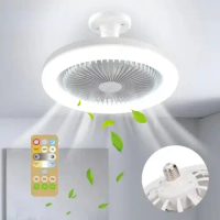 LED Ceiling Fan with Lighting Lamp Remote Control Aromatherapy Fan Lamp Suitable for E27 Converter Lamp for Bedroom Living