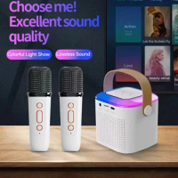 Home Karaoke Machine Portable Bluetooth 5.3 PA Speaker System with 1-2 Wireless Microphones Home Family Singing for Kid
