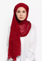 UMMA AFIA PEARL PASHMINA IN MAROON