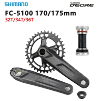 SHIMANO DEORE FC M5100 Original Crankt 1x10/11 Speed 32/34/36T Crank Chainring BB52 soporte inferior roscado for MTB Bike