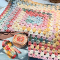 Chăn len bảy sao đan móc thủ công sợi bánh gradient dài chăn bó hoa diy Túi Vật Liệu