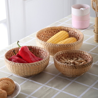 手工竹編水果籃創意家用客廳糖果零食籃子藤編收納筐點心籃饅頭筐