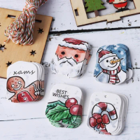 48/50Pcs Merry Christmas Kraft Paper Tag Santa Claus Hang Tags DIY Gift Wrapping Christmas Labels Party Cards Xmas Decoration
