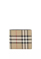BURBERRY Caoted canvas wallet with check motif - BURBERRY - Beige