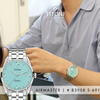 【TITONI 梅花錶】空中霸王系列 AIRMASTER 機械錶-Tiffany綠 / 40mm(83908 S-691)
