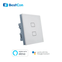 Single Pole UK Standard BroadLink BestCon Brand TC2S-2-UK Smart Wall Switch Works with Alexa and Google Home