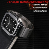 Link Bracelet Strap For Apple Watch Band 45mm 44mm 42mm 41mm 40mm Metal Magnetic Retrofit kit Case iWatch 9 8 7 6 5 4 SE Correa
