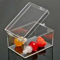 盒子透明塑料盒長方型圓形食品級迷你桌面樣品帶蓋亞克力小收納盒