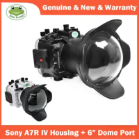 Seafrogs 40M/130FT Underwater Housing Waterproof Case w/ 6 Inch Dome Port Kit for Sony A7R IV A7R4 Sony FE 16-35mm 28-70mm Lens