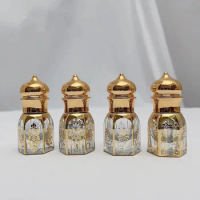 10/30/50pcs 3ml/6ml Gold Glass Perfume Bottle Roll-on Bottle Arabic Crystal Attar Oil Bottle Essential Oil Bottle With Roller