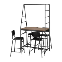 HÅVERUD/STIG 餐桌附4張椅凳, 黑色/黑色, 105 公分