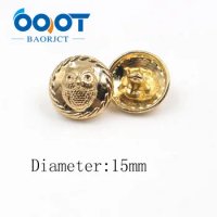 OOOT BAORJCT A-19512-557,10pcs/Lot 15mm,High quality gold Metal Button,Art buttons clothing accessories DIY materials