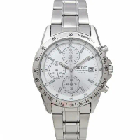 SEIKO精工 SBTQ039手錶 日本限定款 銀白面 三眼計時 日期 鋼帶 男錶