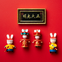 中國風禮品故宮匾額護衛兔子冰箱貼磁性貼創意家居立體磁鐵裝飾品