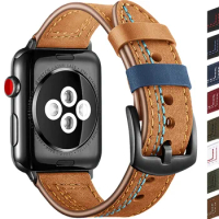 Leather Strap for Apple Watch Band 44mm Ultra 2 49mm 42mm 38/40mm Watchband Correa Bracelet IWatch Series 5 3 SE 6 7 8 9 45/41MM
