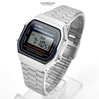 CASIO手錶 銀黑復古電子鋼錶【NEC148】