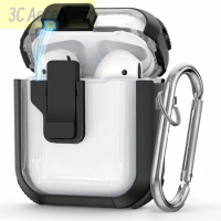 airpod 2 cases Automatic buckle switch safety lock soft TPU Transparent headphone case with keychain for apple airpods 2 1 cover