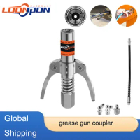 LOONPON Double Handle Grease Coupler Nozzle for Pneumatic Manual Electric Grease Grease Gun NPTI/8 10000PSI Quick Release Grease
