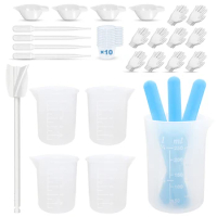 Silicone Resin Measuring Cup Tool Kit Measure Cups Stir Stick Pipettes Finger Cots Table mat for Epoxy Resin Mold Jewelry Making