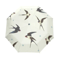 Fully Auto Open Umbrella Rain Women Swallow Bird Paraguas Men 3 Folding Unisex Rain Gear Umbrellas for Children Gift