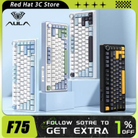 AULA F75 Mechanical Keyboard Multifunctional Knob Three Mode RGB Hot Swap Gaming Keyboard Gasket Pc Gamer Accessories Mac Gifts