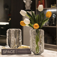 輕奢琉璃水晶玻璃花瓶擺件現代小眾高級感餐桌電視柜客廳裝飾品