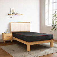 【IHouse】無印日式實木 單大3.5尺床組 4件組(909床頭+床底+豆腐の床墊+床頭櫃)
