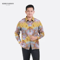 Keris Gallery Kemeja Batik Slimfit Lengan Panjang Motif Keris Widoro Kandang - Coklat 2XL Coklat