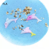 100PCS Mini Slime Charms Filler Material Crystal Slime Animals Dolphin Slime Accessories Making Supplies Ocean Series Home Decor