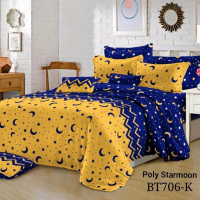 Best Sprei seprei sprey bulan bintang Star Moon warna kuning Biru Ujung Karet 2 Sarung bantal 1 Sar