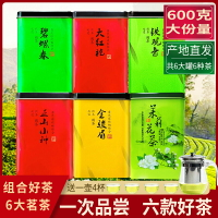 6大茗茶組合6罐裝共600g金駿眉鐵觀音綠茶茉莉花茶小種紅茶大紅袍