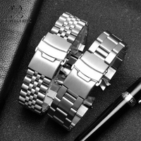 20MM 22MM For SEIKO SKX007/009 SKX173/175 silver men's watch stainless steel watch bracelet Watch folding buckle Band + Tool