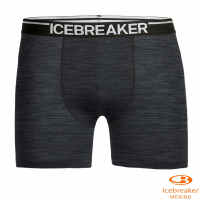 【Icebreaker】男款 美麗諾羊毛 Anatomica 高彈性四角內褲.衛生褲(IB103029-008 黑灰)