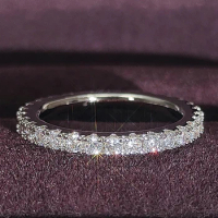 1.75mm Cz Trendy Silver Color Aesthetic Cz Stackable Ring Eternity Band for Women Gift for Friend Jewelry R7026