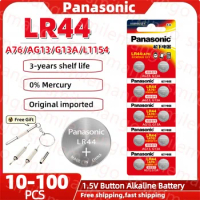 10-100PCS Panasonic Alkaline Battery LR44 A76 AG13 LR1154 SR44 GP76 1.5V For Watch Clock Calculator Electric Toy Button Cell