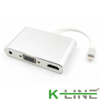 k-Line iPhone/iPad to VGA/ 4K UHD數位影音轉接頭